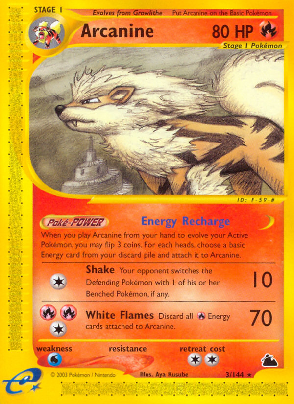 Arcanine 3/144 Rare card from Skyridge