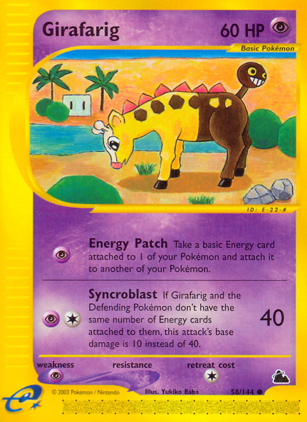 Girafarig 58 Common card from Skyridge