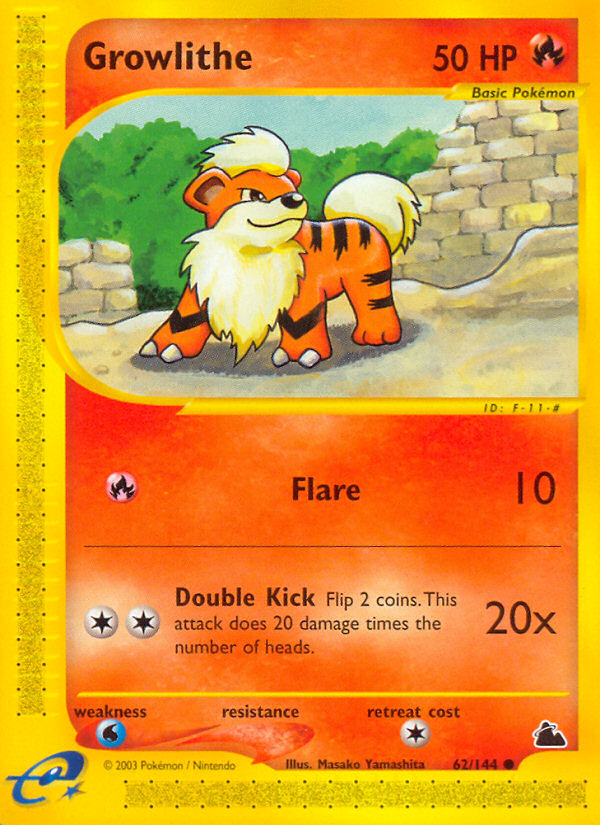Growlithe 62 Common card from Skyridge