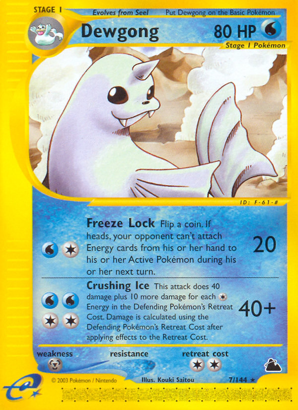 Dewgong 7/144 Rare card from Skyridge