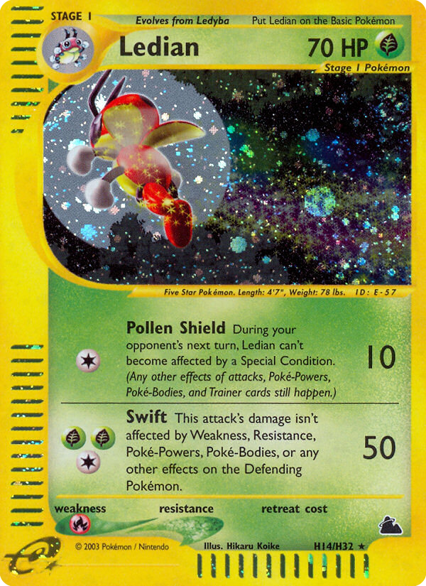 Ledian H14 Rare Holo card from Skyridge