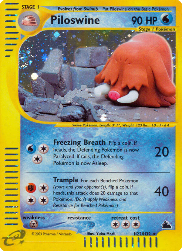 Piloswine H22 Rare Holo card from Skyridge