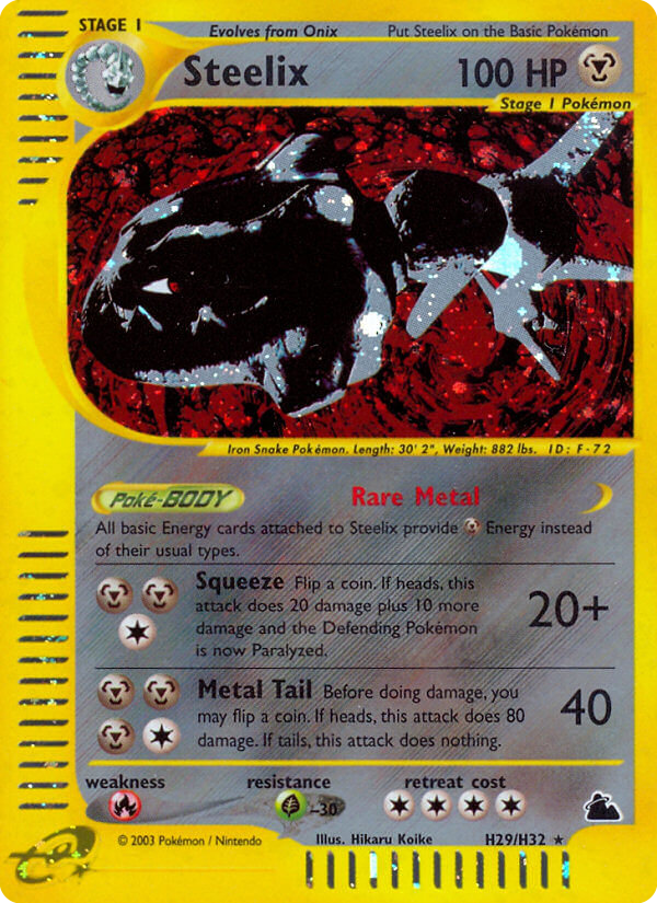 Steelix H29/144 Rare Holo card from Skyridge