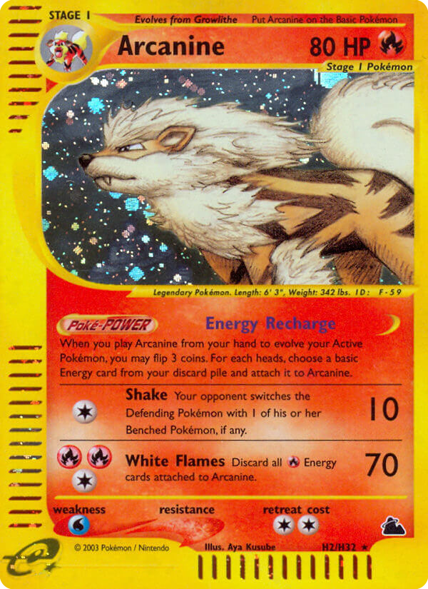 Arcanine H2 Rare Holo card from Skyridge