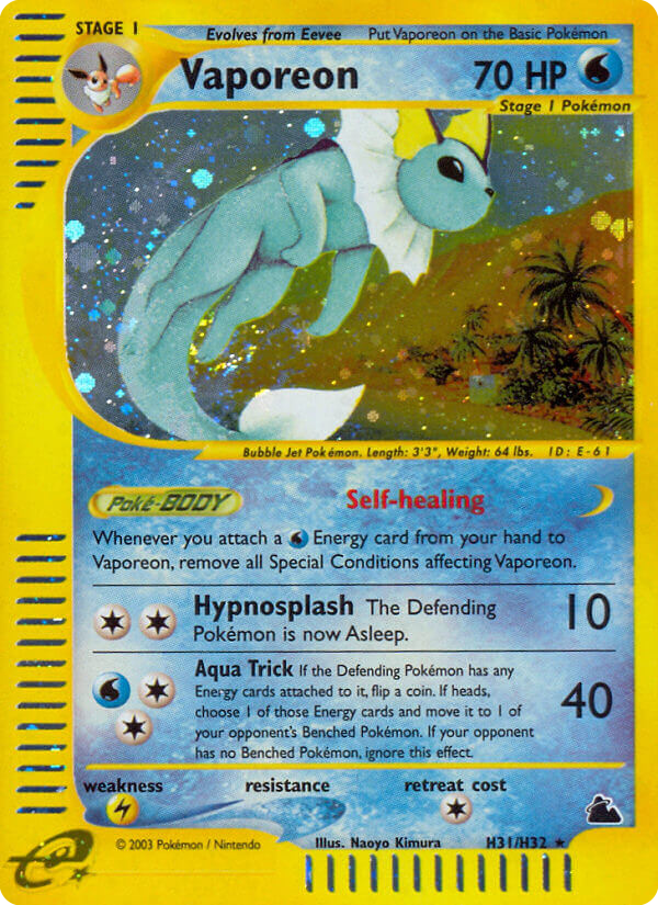 Vaporeon H31 Rare Holo card from Skyridge