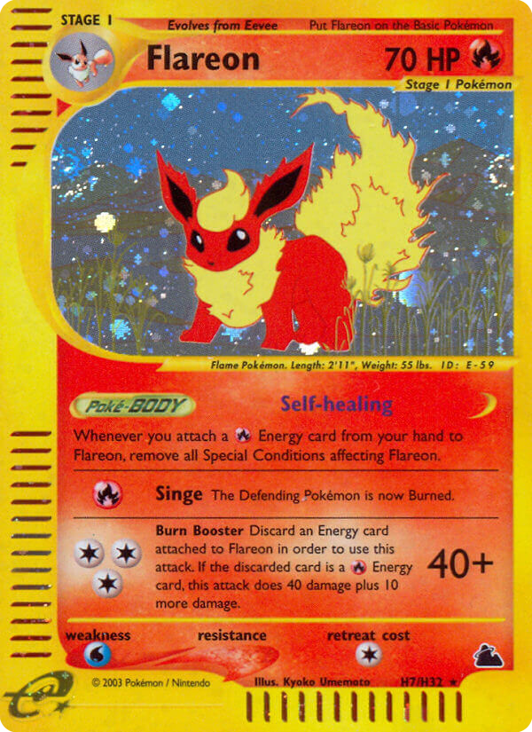 Flareon H7/144 Rare Holo card from Skyridge
