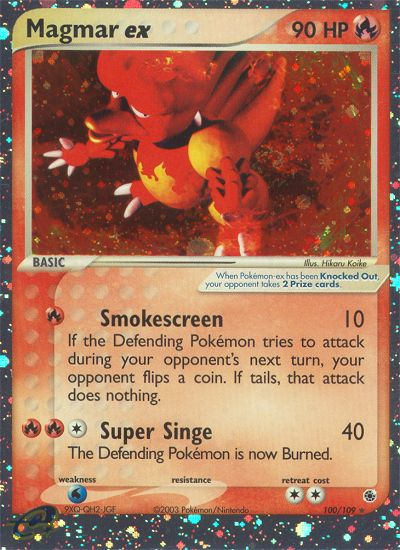 Magmar ex 100 Rare Holo EX card from Ruby & Sapphire
