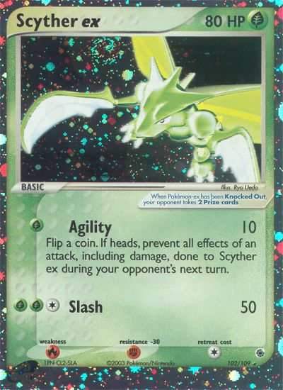 Scyther ex 102 Rare Holo EX card from Ruby & Sapphire