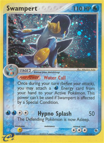 Swampert 13 Rare Holo card from Ruby & Sapphire