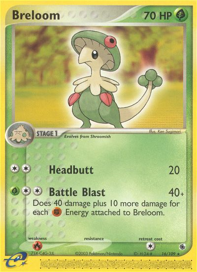 Breloom 16/109 Rare card from Ruby & Sapphire
