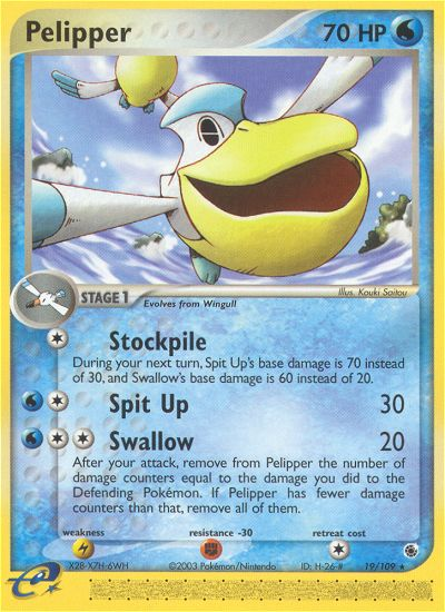 Pelipper 19/109 Rare card from Ruby & Sapphire
