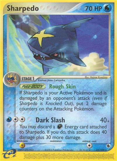 Sharpedo 22 Rare card from Ruby & Sapphire