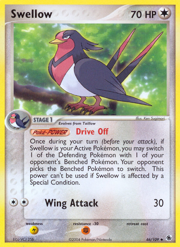 Swellow 46/109 Uncommon card from Ruby & Sapphire