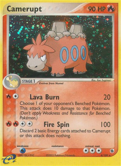 Camerupt 4/109 Rare Holo card from Ruby & Sapphire