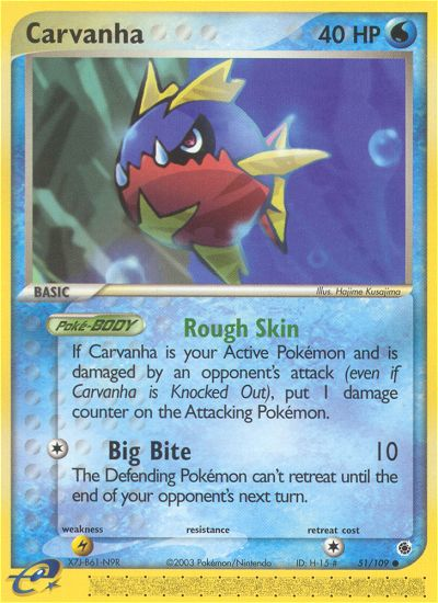 Carvanha 51 Common card from Ruby & Sapphire
