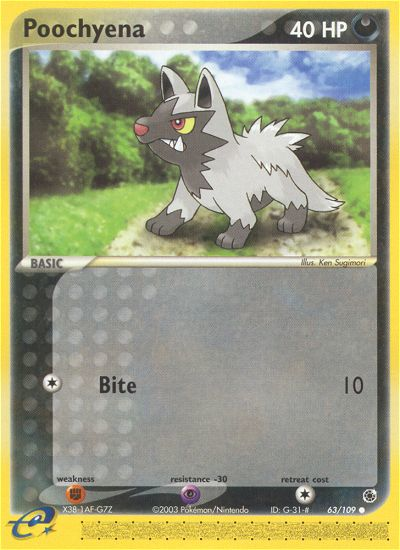 Poochyena 63 Common card from Ruby & Sapphire