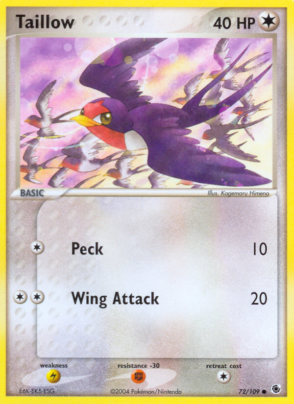 Taillow 72/109 Common card from Ruby & Sapphire