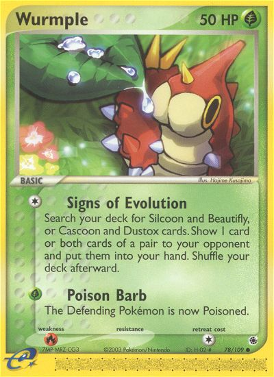 Wurmple 78/109 Common card from Ruby & Sapphire