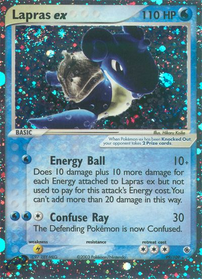 Lapras ex 99 Rare Holo EX card from Ruby & Sapphire