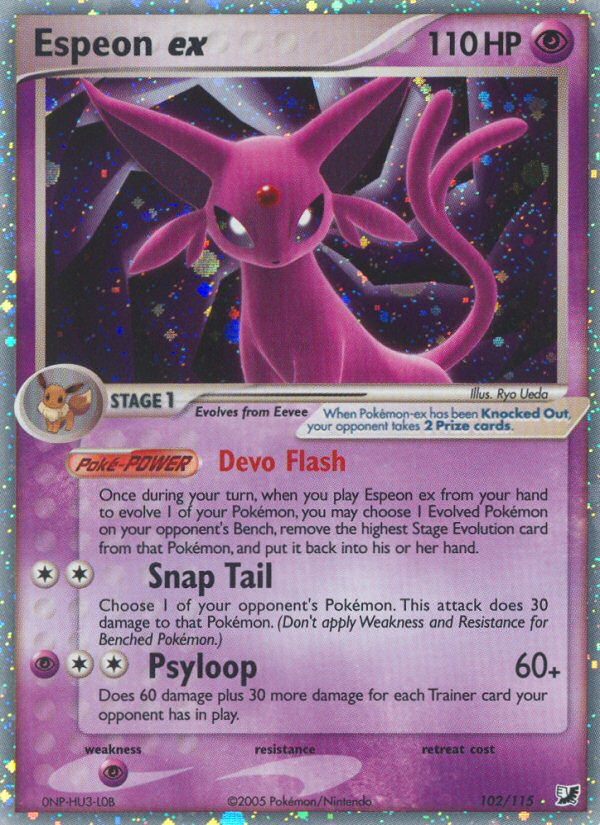 Espeon ex 102 Rare Holo EX card from Unseen Forces
