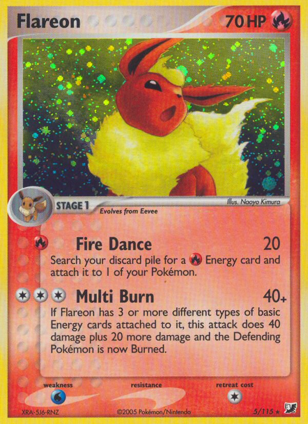 Flareon 5 Rare Holo card from Unseen Forces