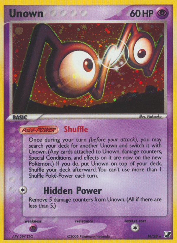 Unown N Rare card from Unseen Forces