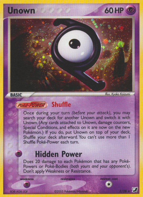 Unown Z Rare card from Unseen Forces