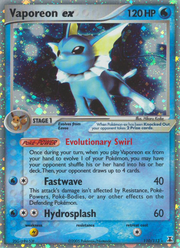 Vaporeon ex 110/113 Rare Holo EX card from Delta Species
