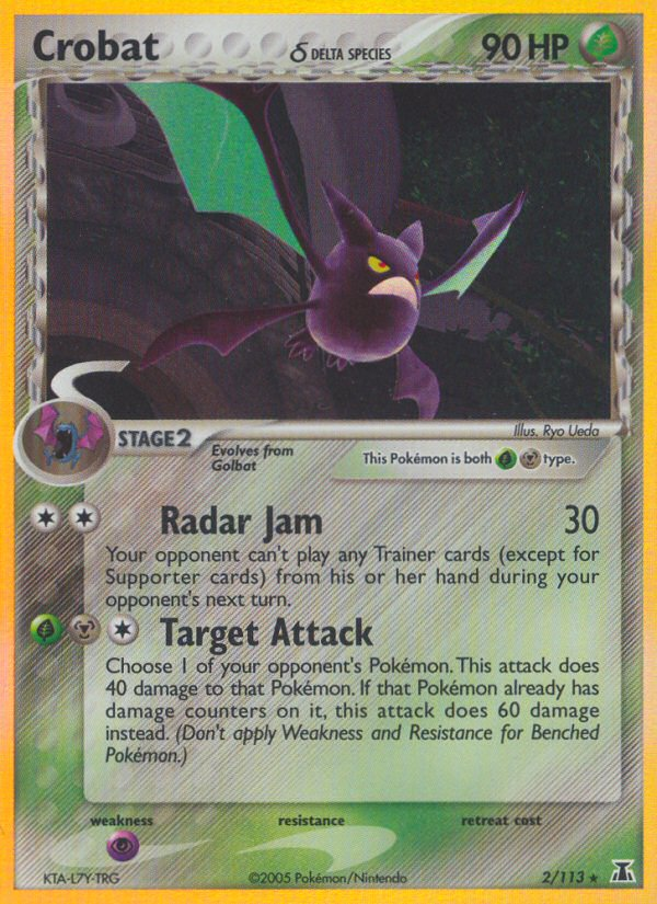 Crobat δ 2/113 Rare Holo card from Delta Species