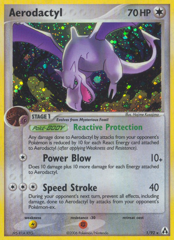 Aerodactyl 1/92 Rare Holo card from Legend Maker