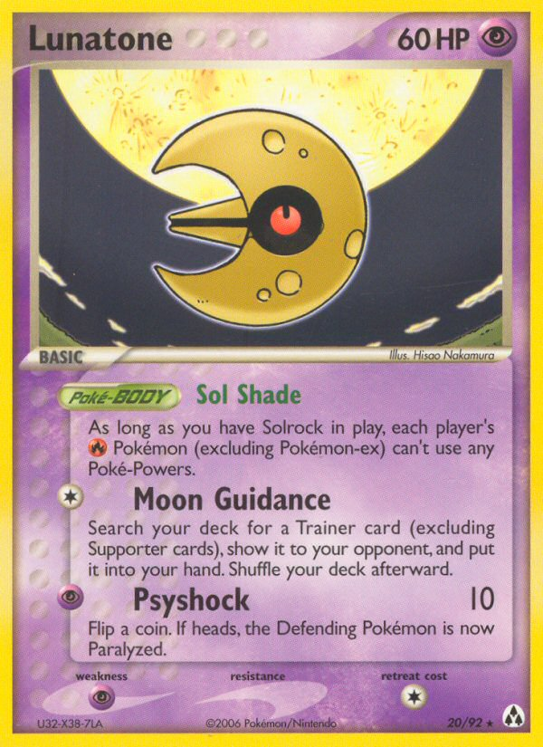 Lunatone 20 Rare card from Legend Maker