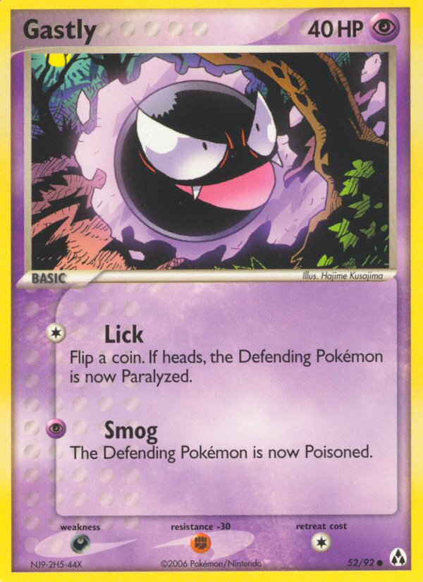 Gastly 52/92 Common card from Legend Maker