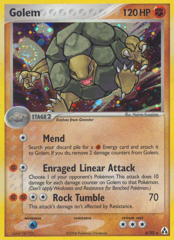Golem 6 Rare Holo card from Legend Maker