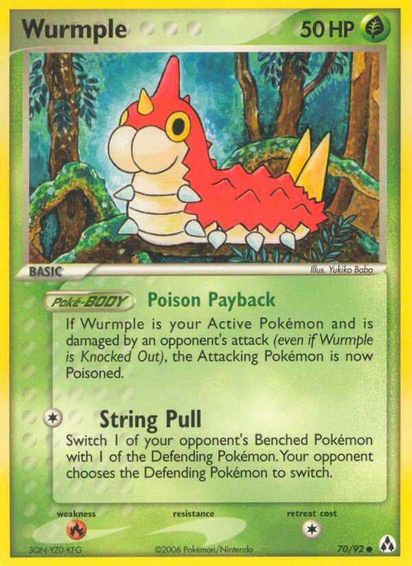 Wurmple 70/92 Common card from Legend Maker