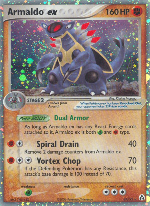 Armaldo ex 84/92 Rare Holo EX card from Legend Maker