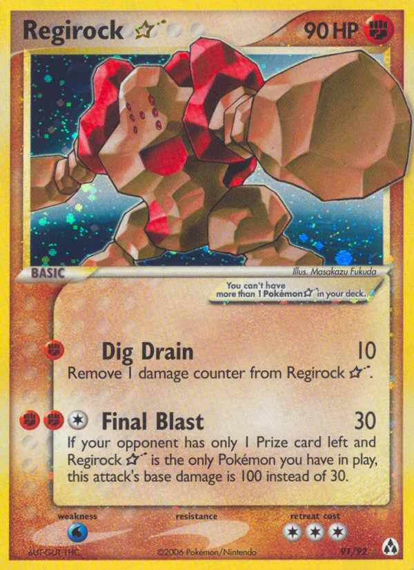 Regirock ★ 91/92 Rare Holo Star card from Legend Maker