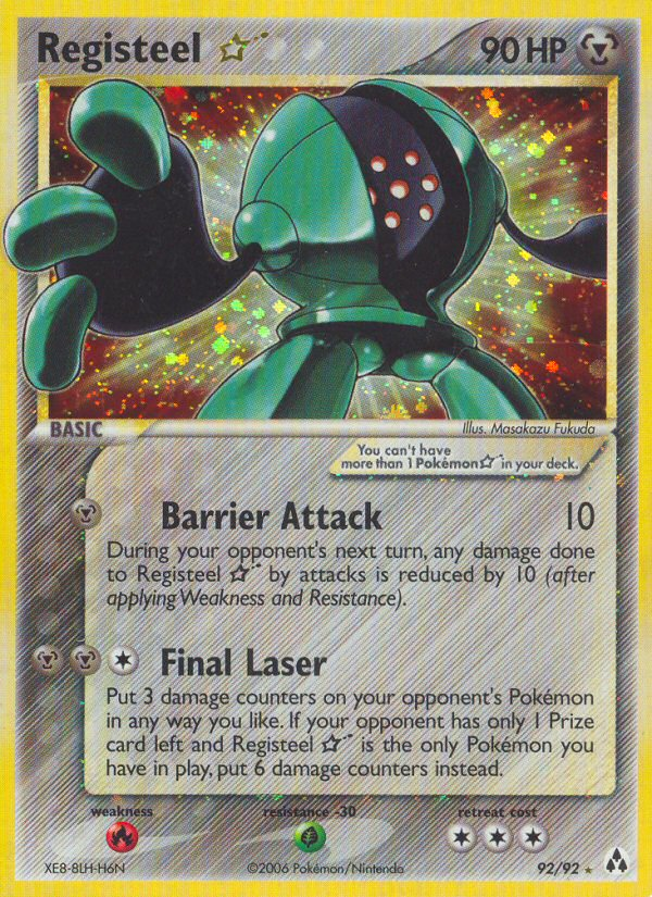 Registeel ★ 92 Rare Holo Star card from ex12