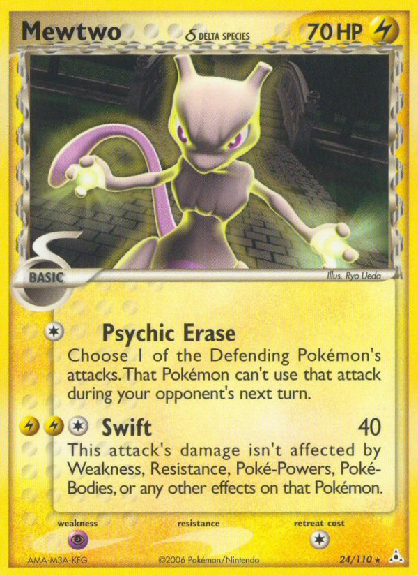 Mewtwo δ 24 Rare card from Holon Phantoms