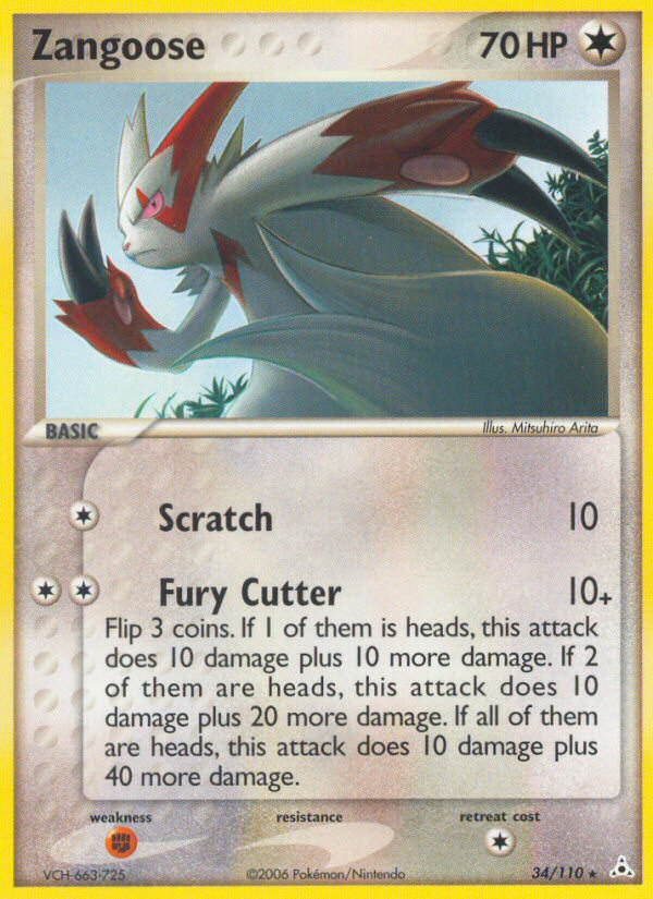 Zangoose 34/110 Rare card from Holon Phantoms