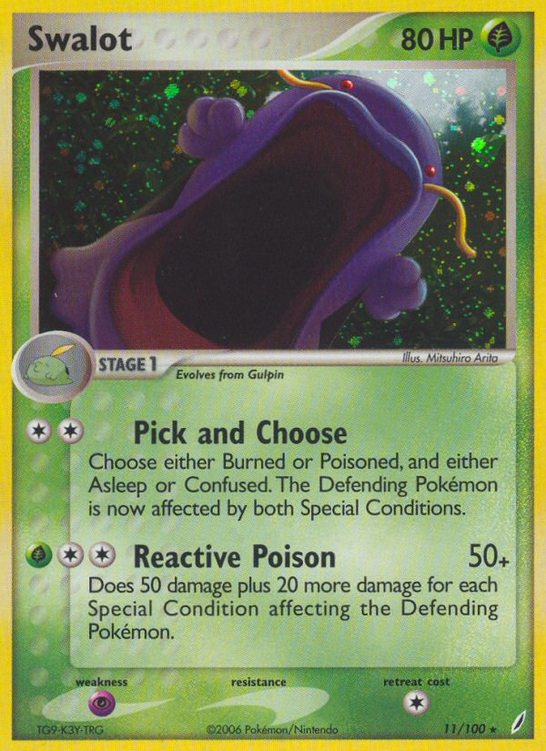 Swalot 11 Rare Holo card from Crystal Guardians