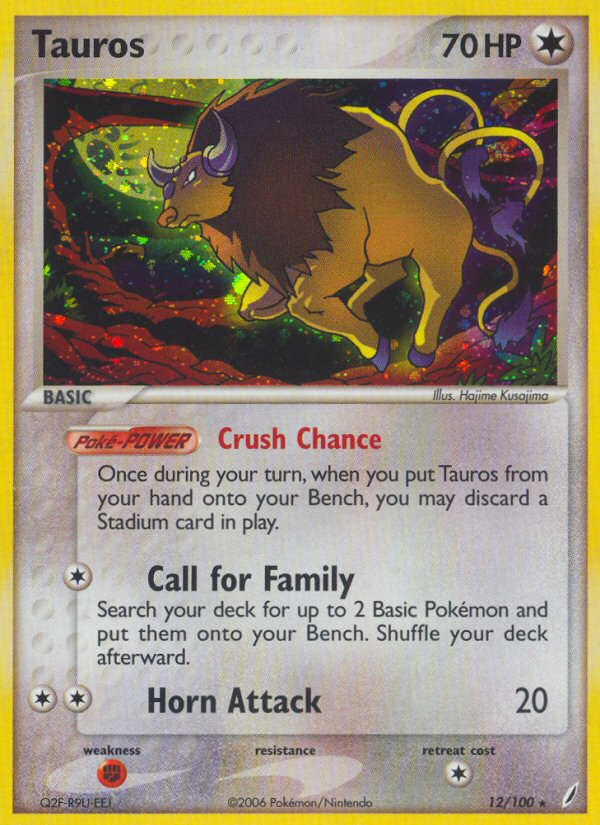 Tauros 12 Rare Holo card from Crystal Guardians