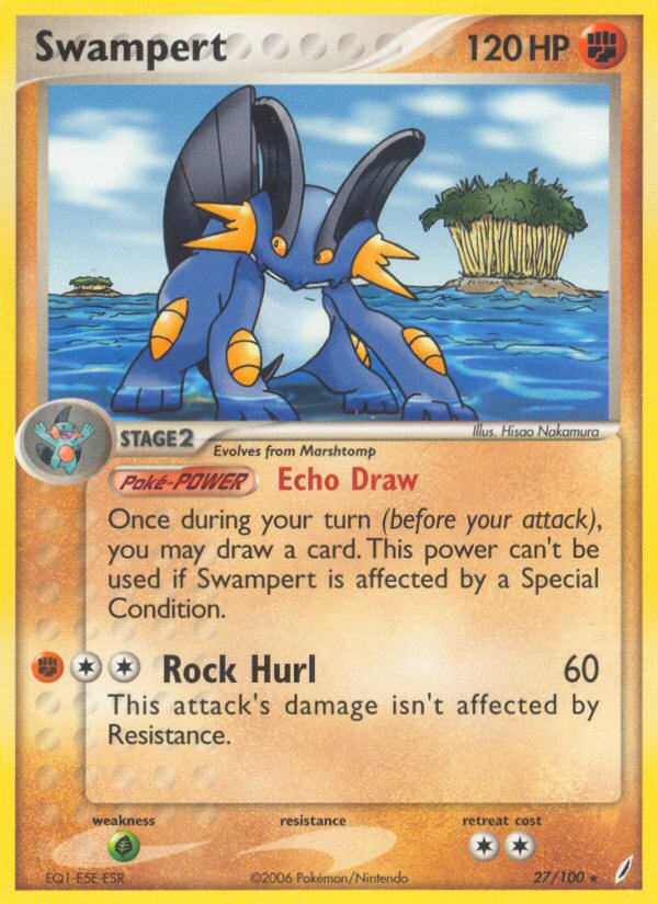 Swampert 27/100 Rare card from Crystal Guardians