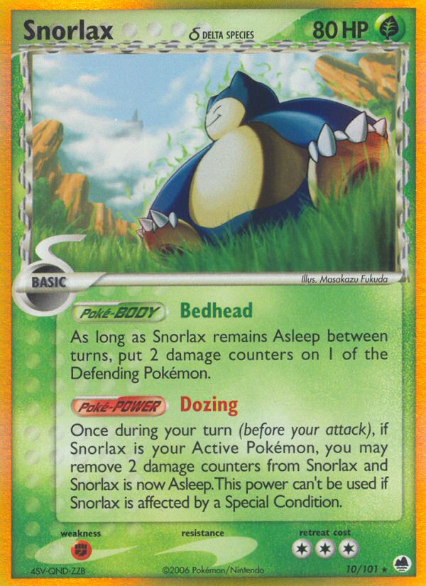 Snorlax δ 10 Rare Holo card from Dragon Frontiers