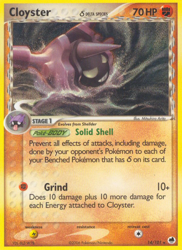 Cloyster δ 14 Rare card from Dragon Frontiers