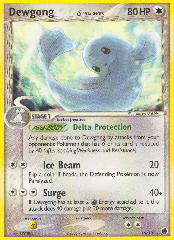 Dewgong δ 15/101 Rare card from Dragon Frontiers