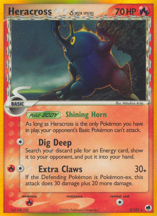 Heracross δ 3 Rare Holo card from Dragon Frontiers
