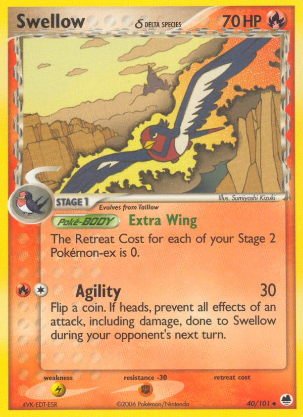 Swellow δ 40/101 Uncommon card from Dragon Frontiers