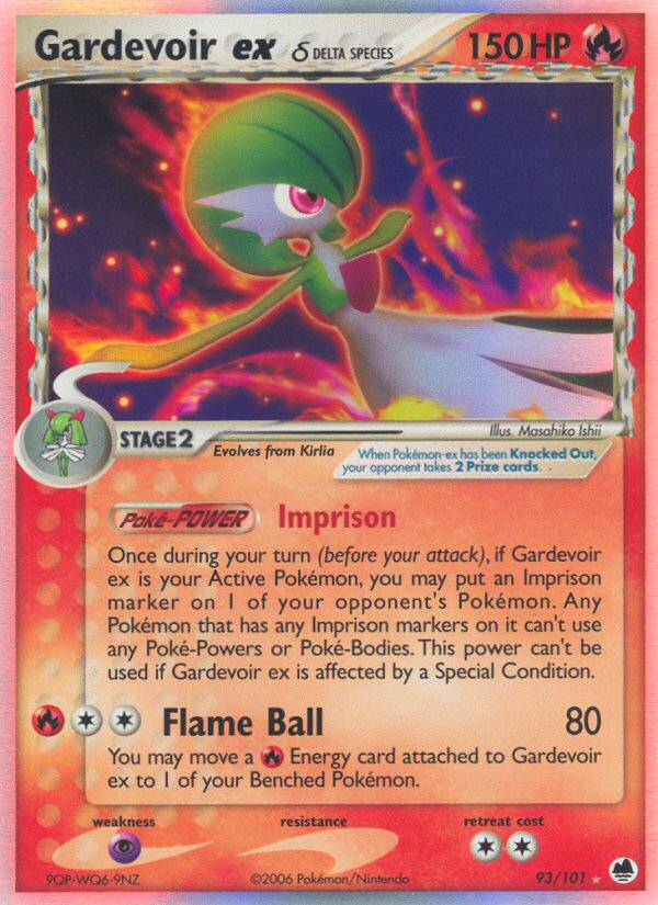 Gardevoir ex δ 93 Rare Holo EX card from Dragon Frontiers