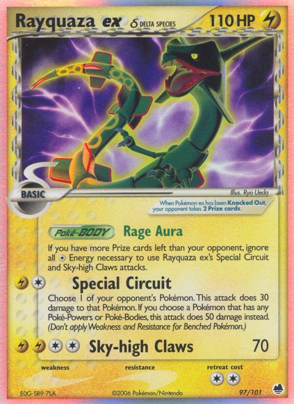 Rayquaza ex δ 97 Rare Holo EX card from Dragon Frontiers