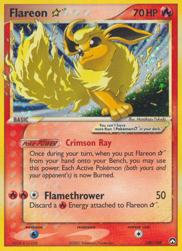 Flareon ★ 100 Rare Holo Star card from Power Keepers